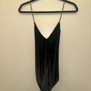 Zara Black Velvet Women's Bodysuit